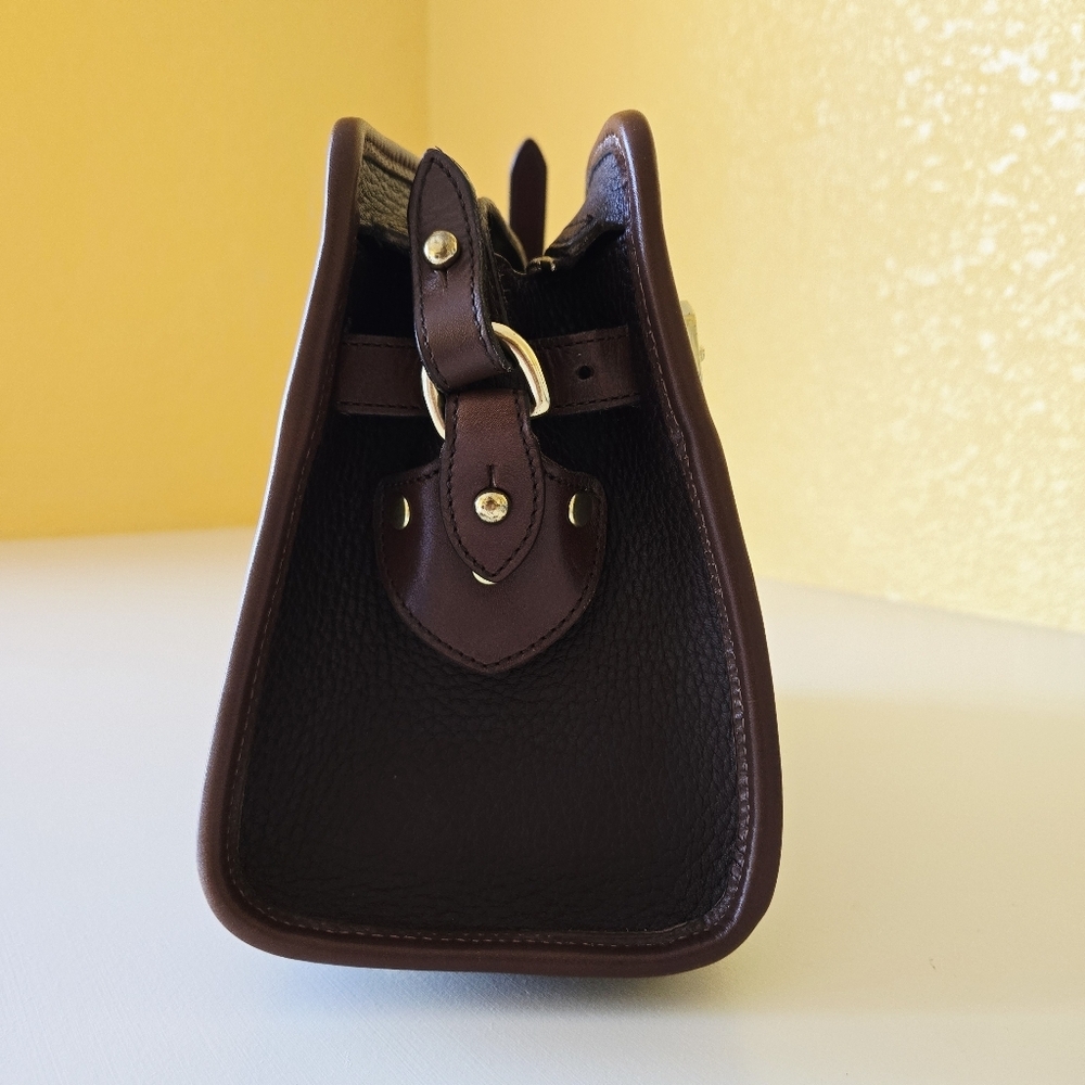 Vintage Dooney & Bourke Brown Zip Top Front Buckle Pebbled Leather Crossbody Bag - Picture 11 of 15